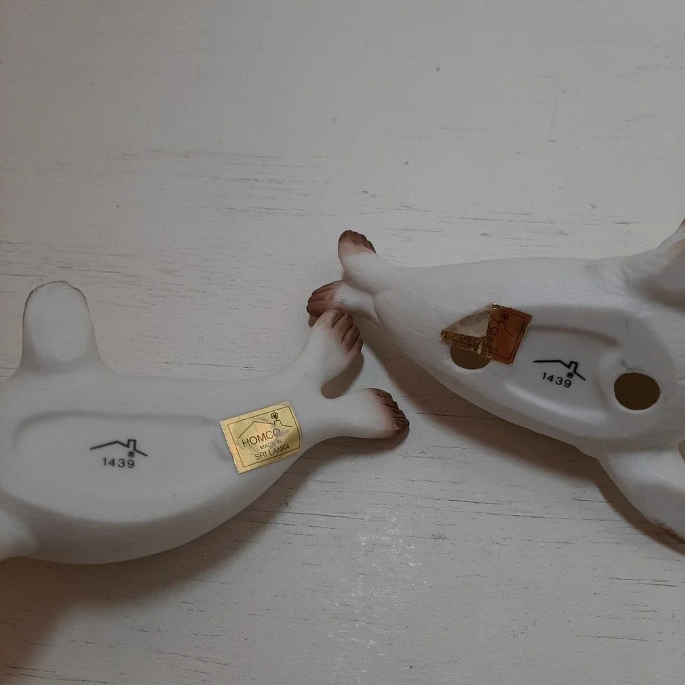 2 Homco #1439 White Ceramic Seal Sea Lions Made in Sri Lanka 4